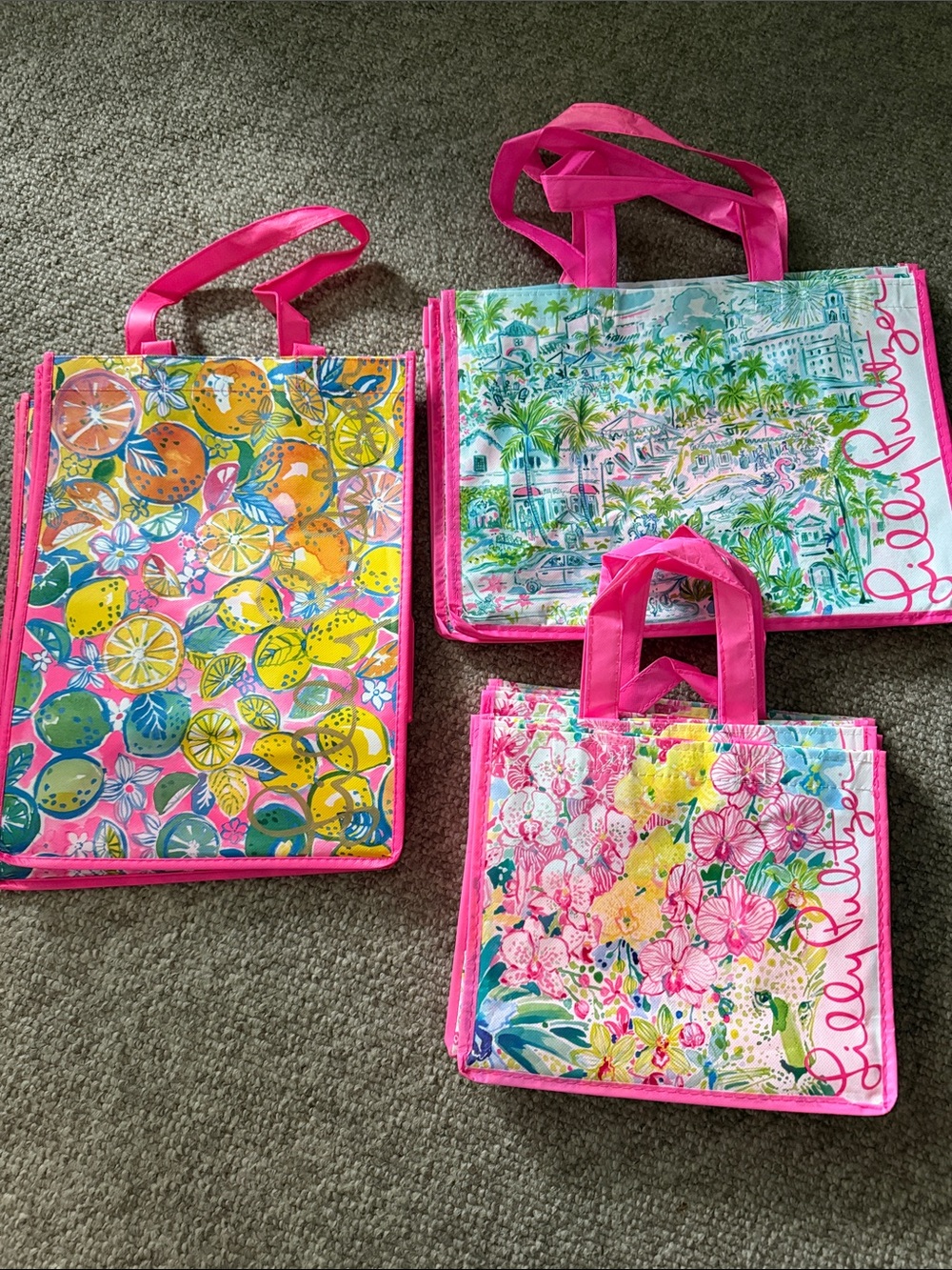 Lilly Pulitzer Reusable Tote Bags- 9 total